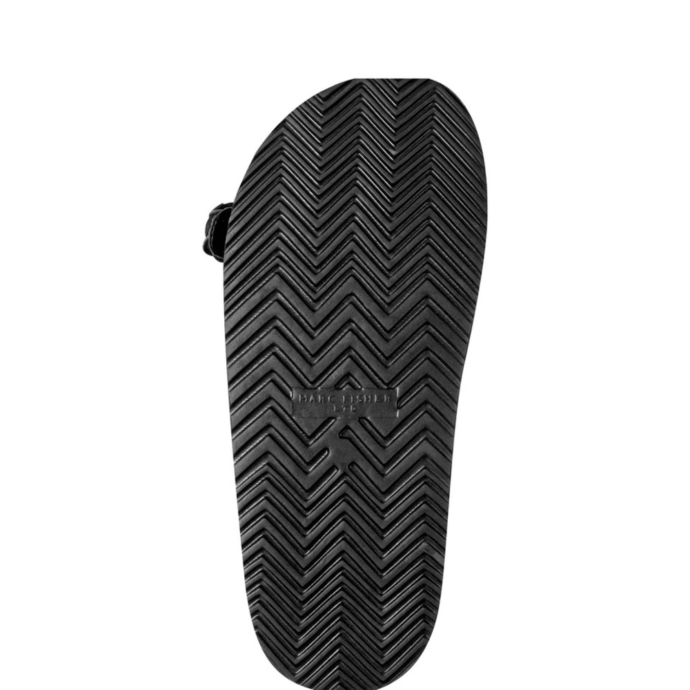 MARC FISHER AUGGIE WOVEN FOOTBED SANDAL BLACK LEATHER - Picture 3 of 6
